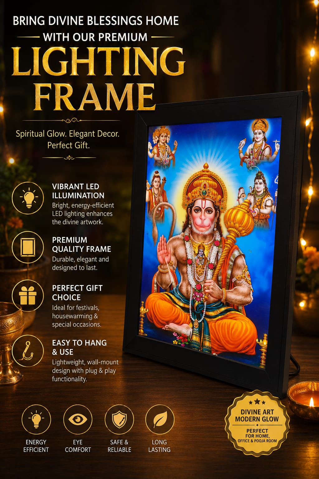 Hanuman Ji LED Lighting Frame