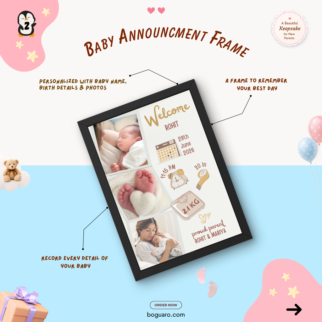 Baby birth announcement frame