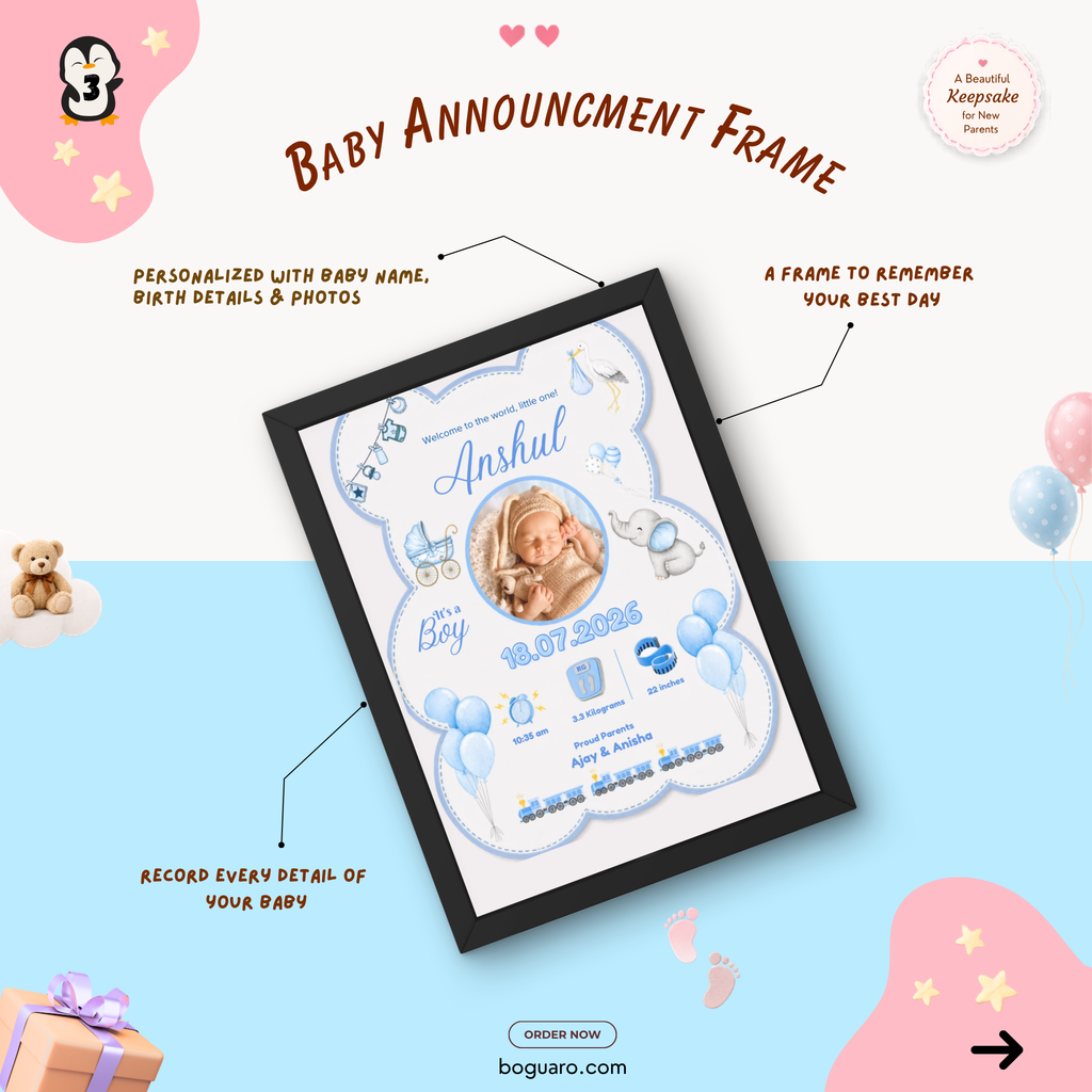 Baby birth announcement frame