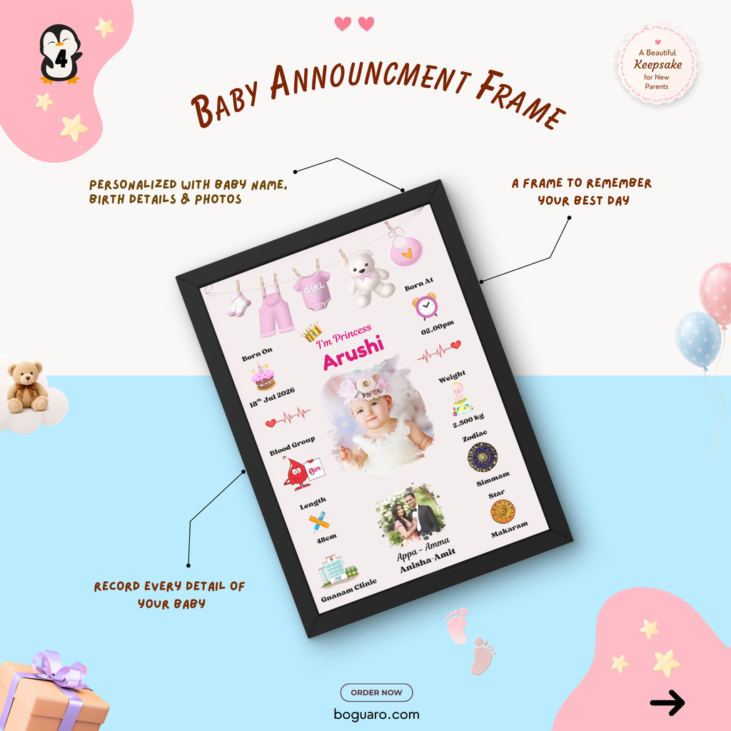 Baby birth announcement frame