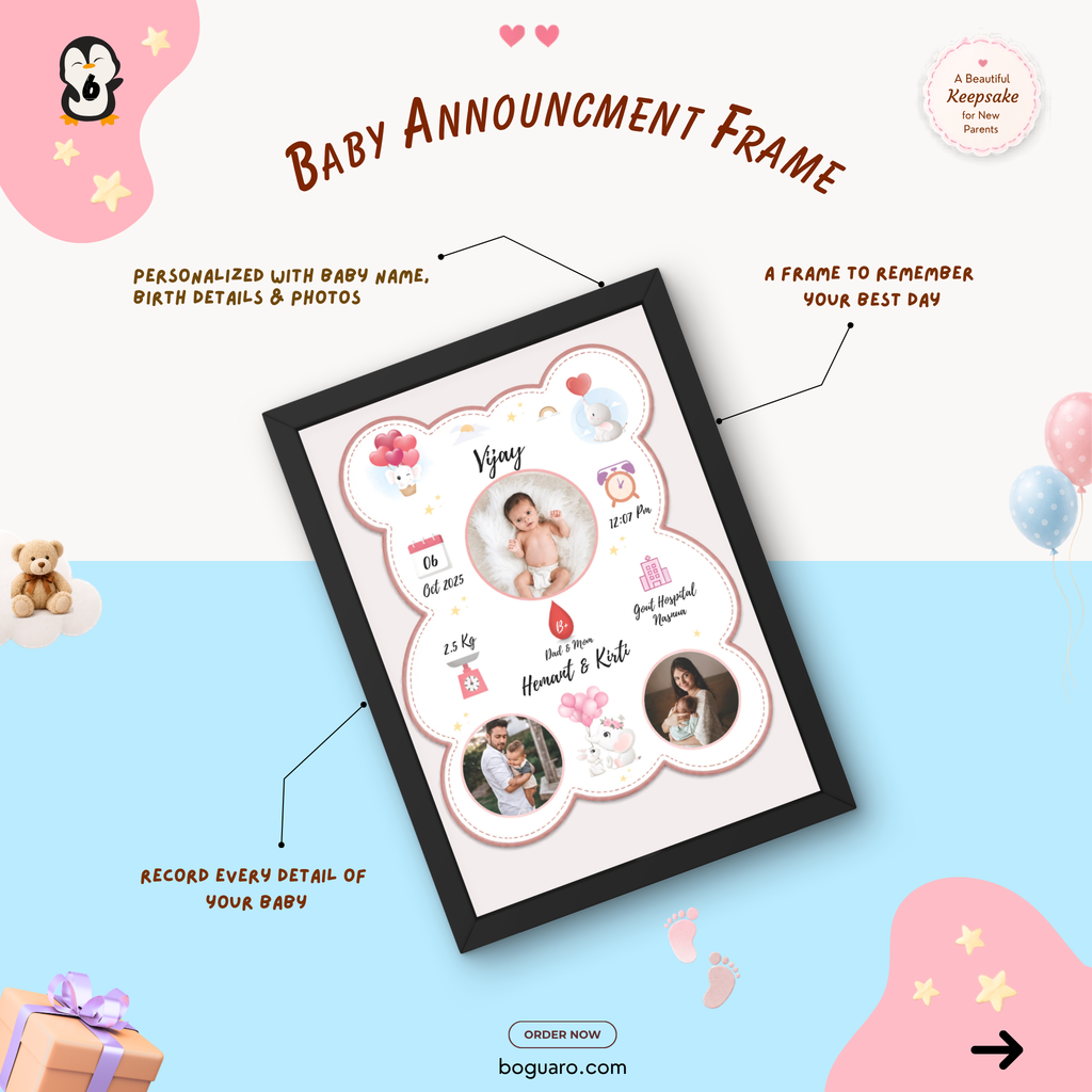 Baby birth announcement frame