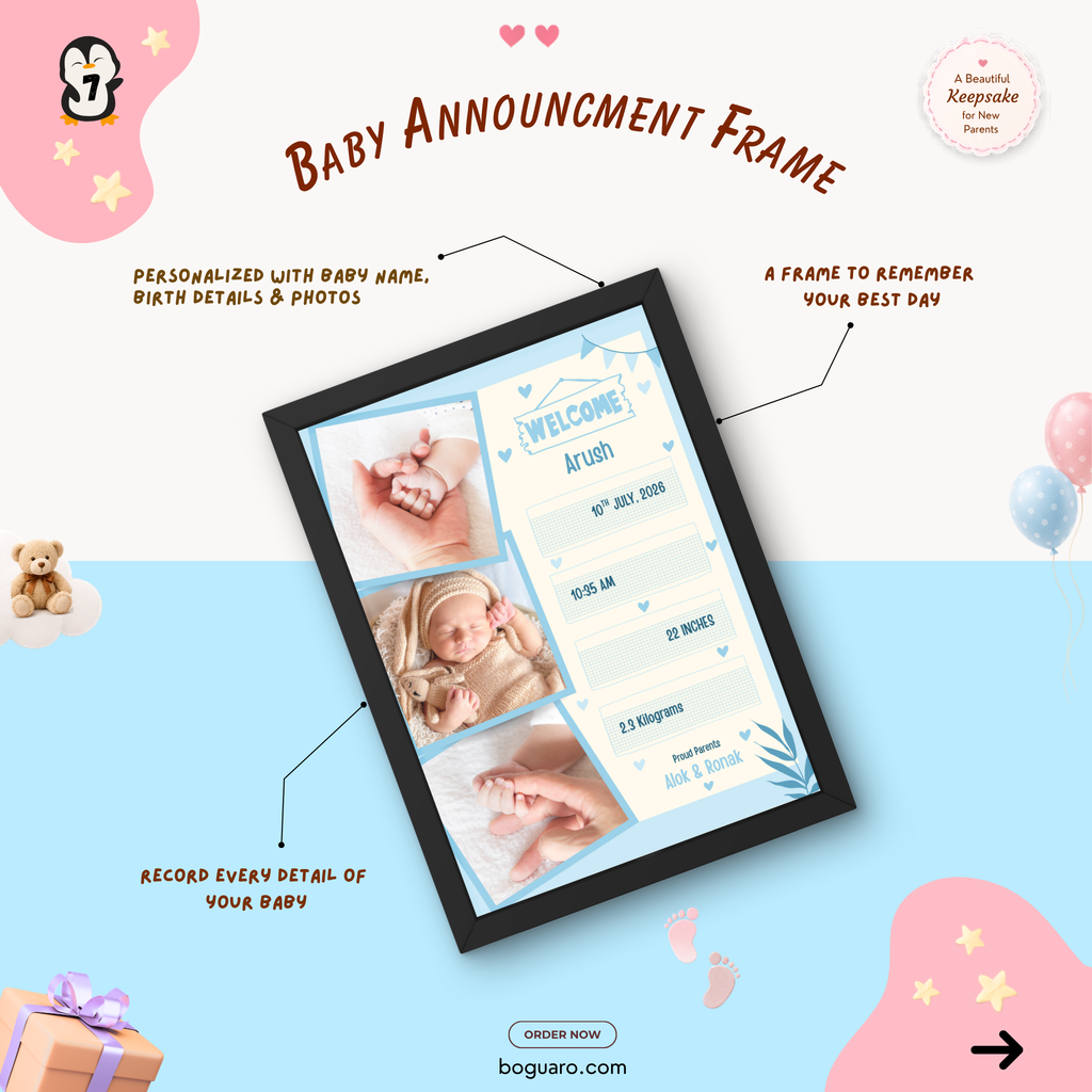 Baby birth announcement frame